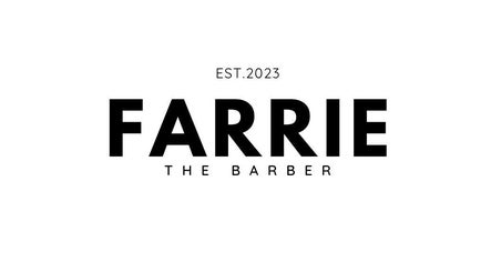 Farrie the Barber logo met zwarte tekst, gevestigd in Hasseler Es, Overijssel, NL.