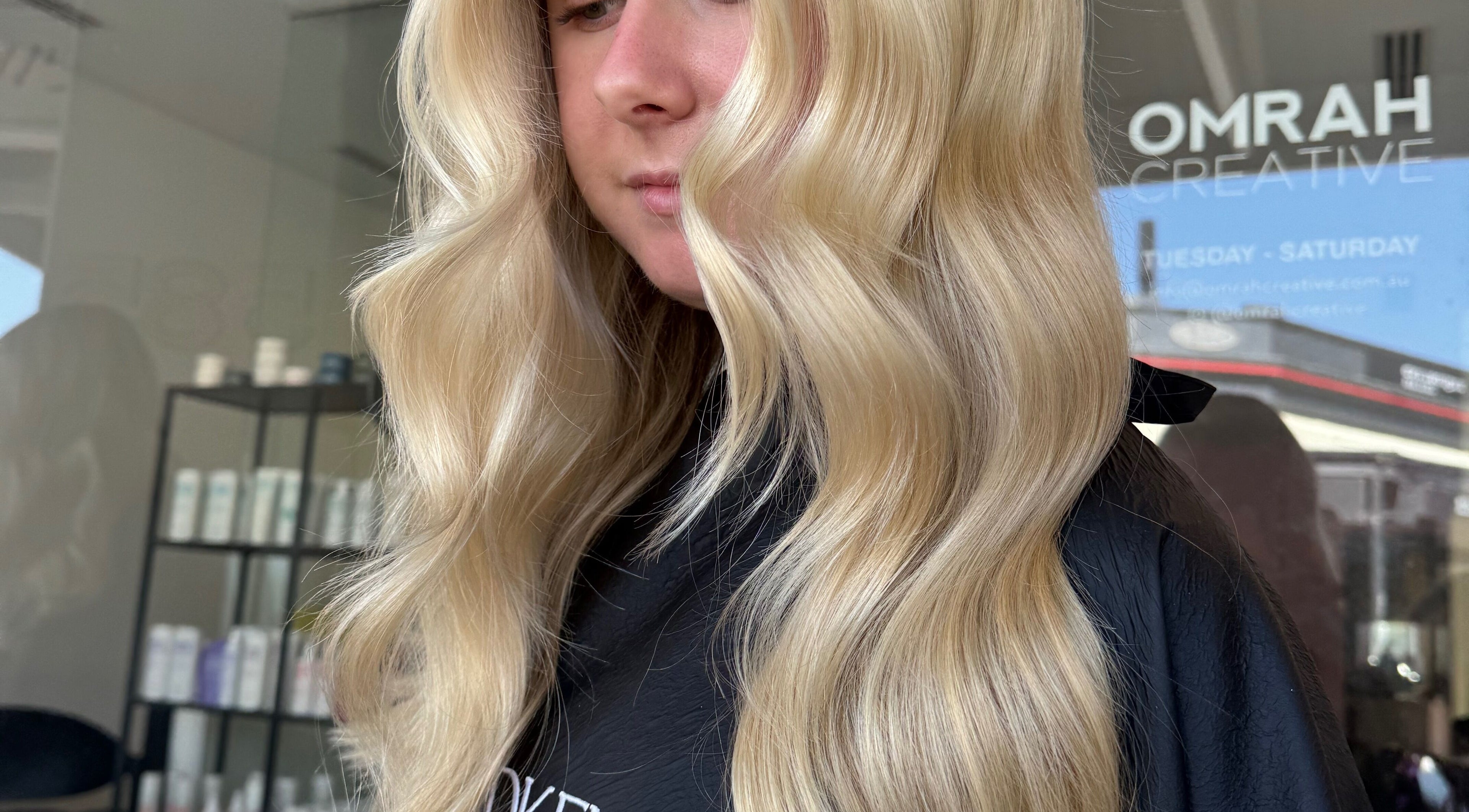 Blonde waves styled at Sinead Murphy Hair in Cottesloe, Western Australia, AU.
