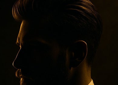 Silhouette of a man with stylish hair at BEMEN, Madrid, Comunidad De Madrid, ES. Highlighting grooming excellence.