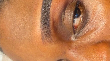 Close-up of a styled eyebrow at Peacy beauty world, Edinburgh, Scotland, GB showcasing perfection.