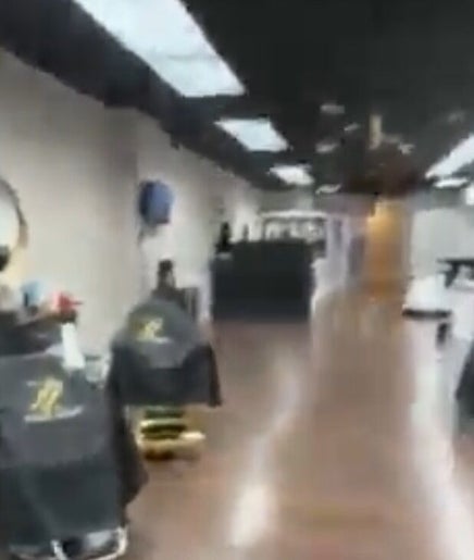 Spacious and elegant interior of Amy Garche Beauty in Linden, New Jersey, US with stylish salon chairs.
