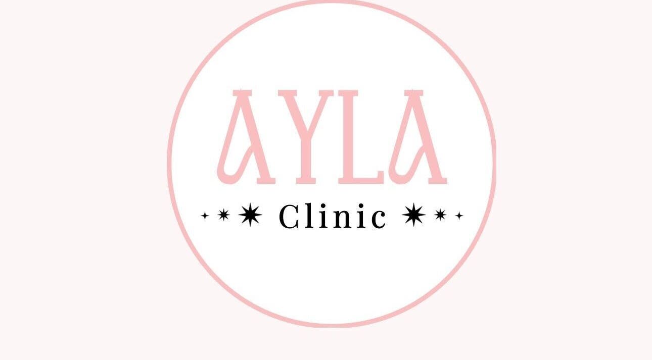 Ayla Clinic logo at Leicester, England, GB showcases elegance in pink and white design.