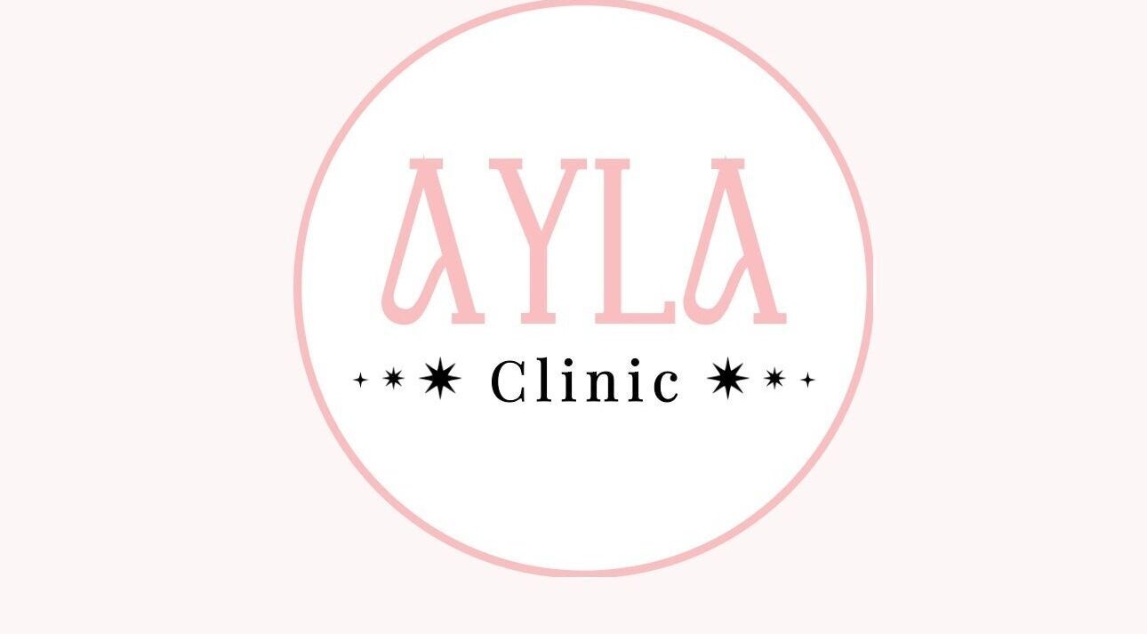 Ayla Clinic logo at Leicester, England, GB showcases elegance in pink and white design.