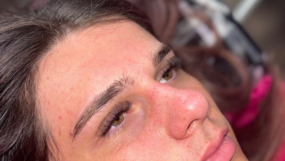 Close-up of eyelash extensions at The Beauty Lounge, Glasgow, Scotland, GB, showcasing refined lash work.