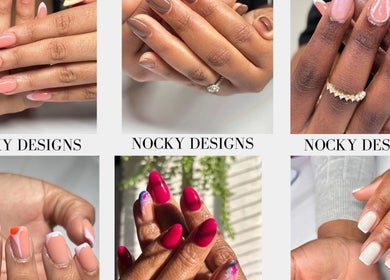Beautiful manicured hands showcasing Nocky Designs' nail art in Durban, Kwazulu-natal, ZA.