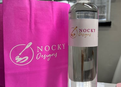 Nocky Designs branded bag and bottle at their Durban, Kwazulu-natal, ZA location.