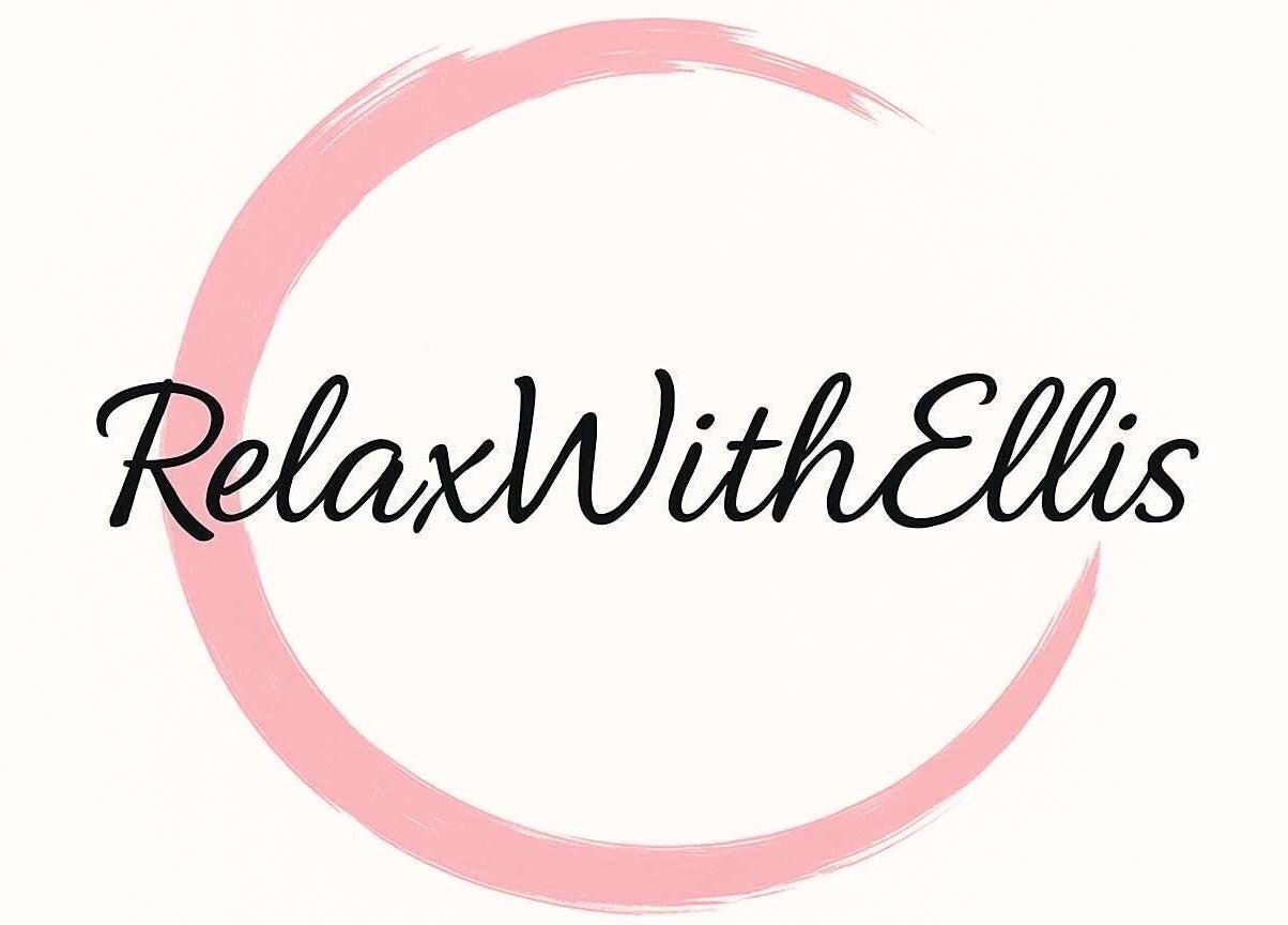 Relaxwithellis logo with pink brushstroke accent, located in Montrose, Scotland, GB.