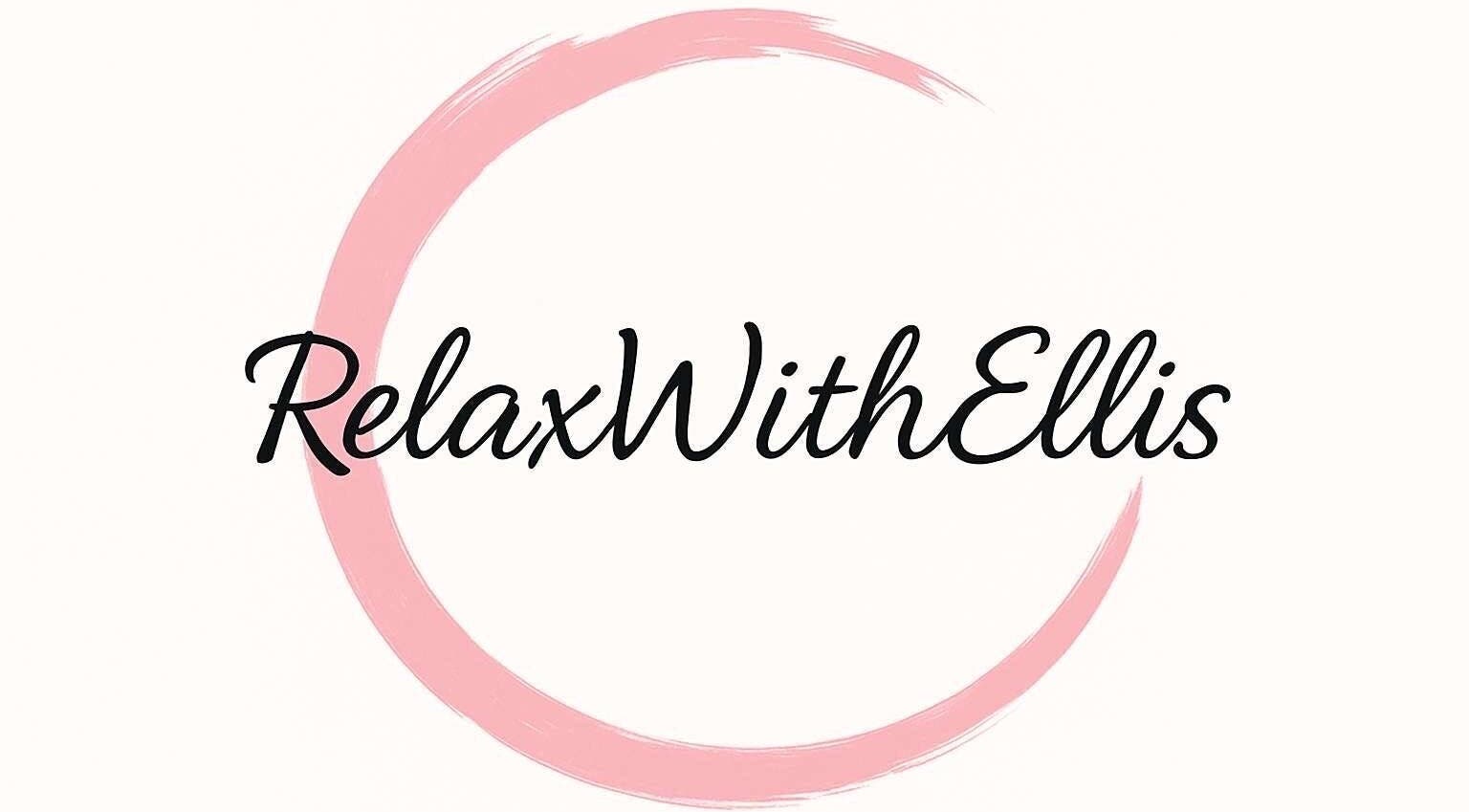 Relaxwithellis logo with pink brushstroke accent, located in Montrose, Scotland, GB.