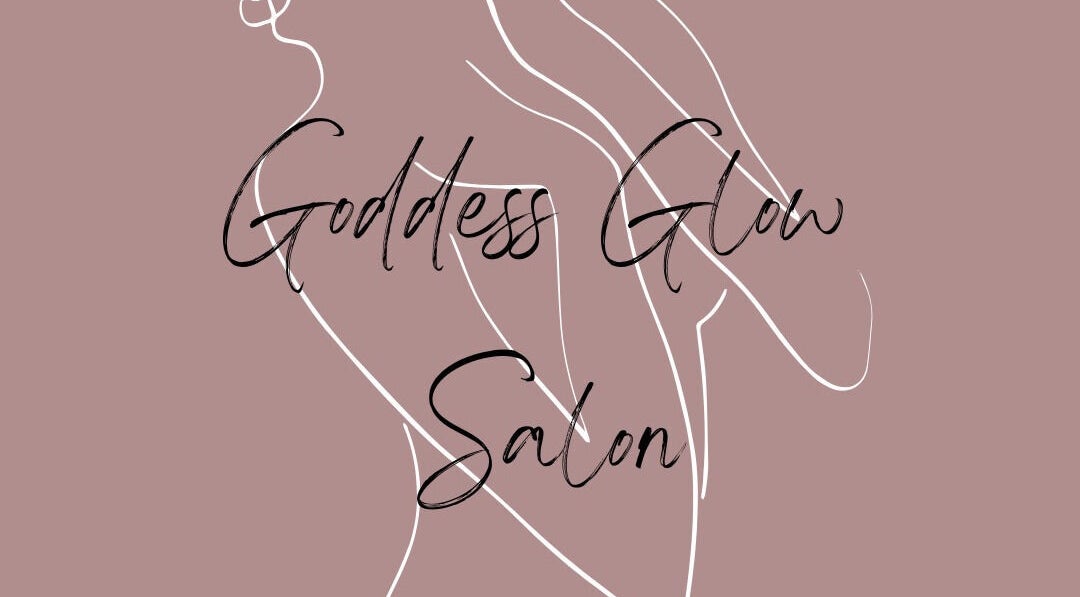 Abstract line art with 'Goddess Glow Salon' text, Melbourne, Victoria, AU backdrop.