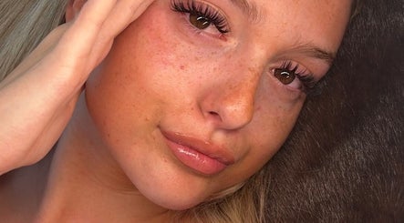 Close-up of a woman's radiant skin and flawless lashes at Mccafferyslashlab, Bournemouth, England, GB.
