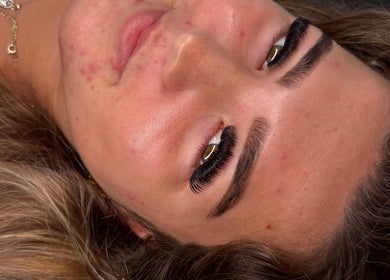 Close-up of expertly styled eyelashes at Mccafferyslashlab, Bournemouth, England, GB