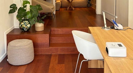 Chic interior of Angel Nails, Uccle, Bruxelles, BE, showcasing elegant decor and warm ambiance.