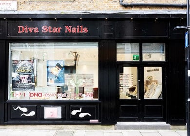 Diva Star Nails storefront in London, England, GB featuring elegant design and welcoming atmosphere.