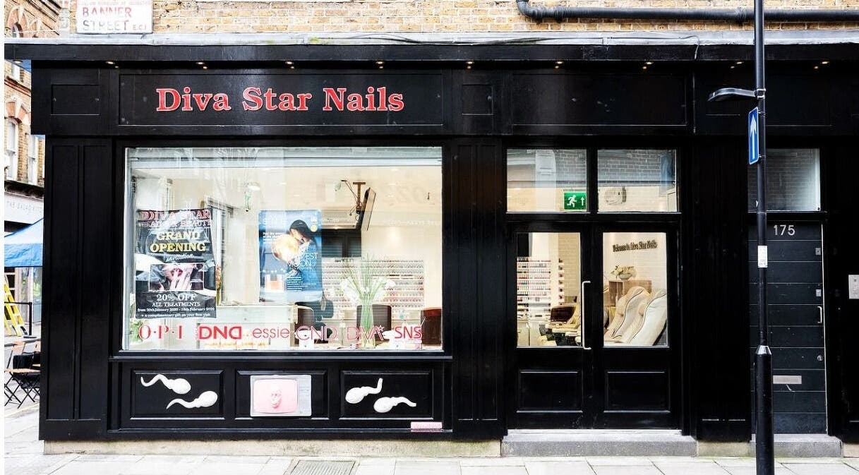 Diva Star Nails storefront in London, England, GB featuring elegant design and welcoming atmosphere.