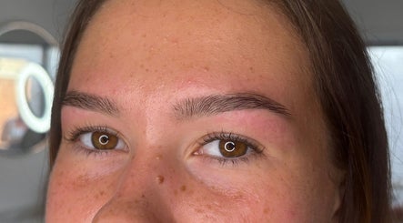 Close-up of freshly groomed eyebrows at Molly Freya Beauty, Royal Leamington Spa, England, GB.