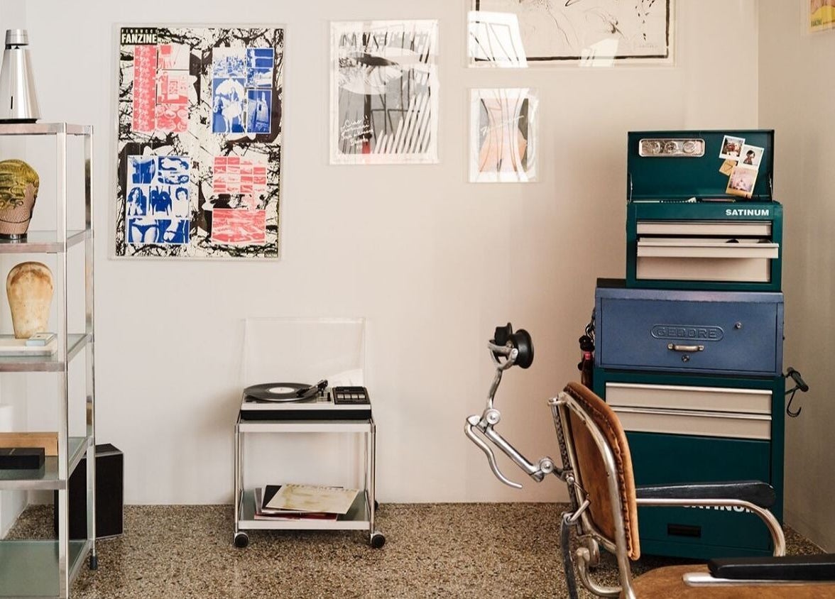 Eclectic lounge at Beletage Door Number 9, Athina, GR, with vintage decor and art pieces.