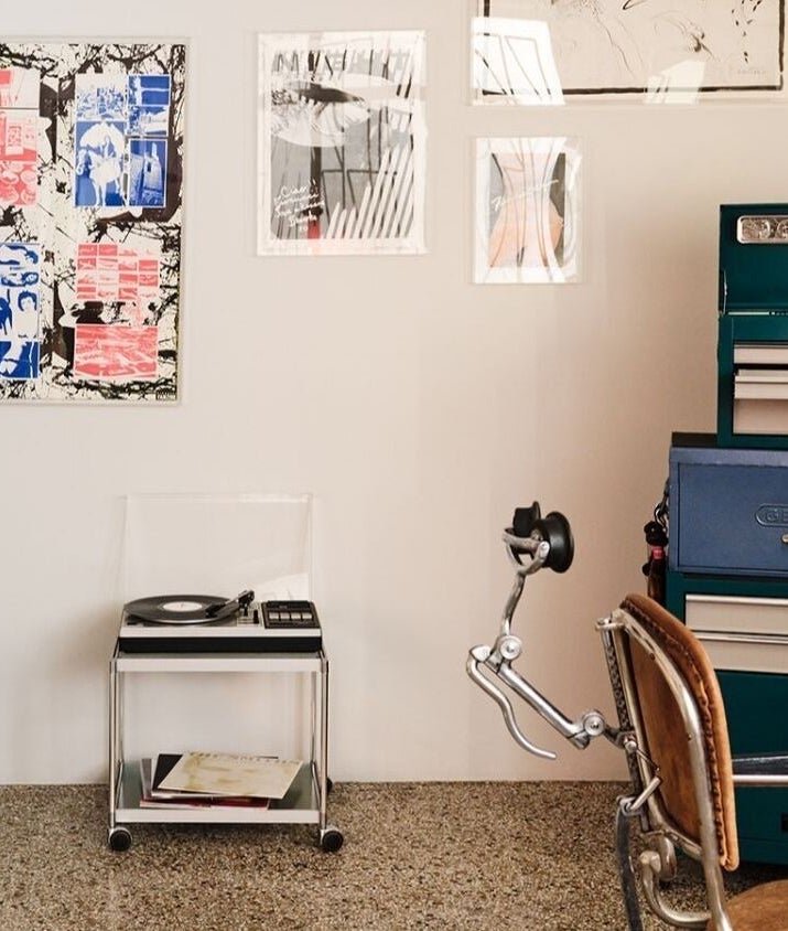 Eclectic lounge at Beletage Door Number 9, Athina, GR, with vintage decor and art pieces.