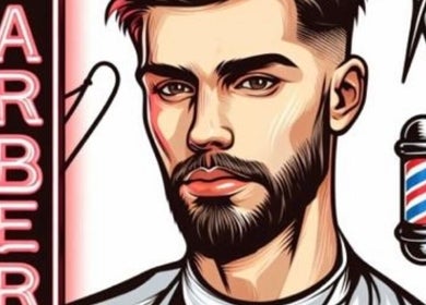 Ilustração estilizada de barbearia com logotipo Nugabarber em Rego, PT.