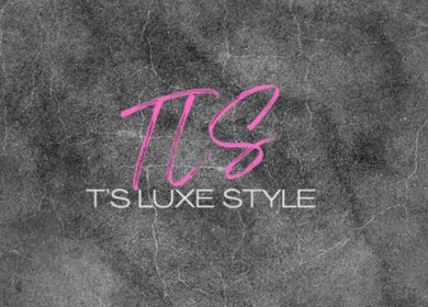 T’s Luxe Styles logo with pink text on a textured stone background, San Juan, San Juan-laventille Regional Corporation, TT.