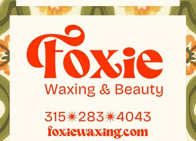 Foxie Waxing & Beauty logo with floral design, Auburn, New York, US.