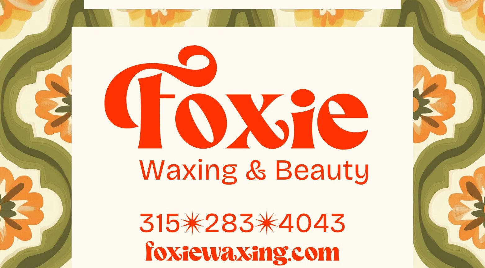 Foxie Waxing & Beauty logo with floral design, Auburn, New York, US.