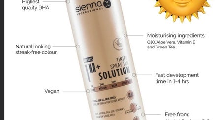 Sienna spray tan solution at Pure Glow Spray Tanning, Worsley, England, GB. Achieve a natural, vegan-friendly glow.