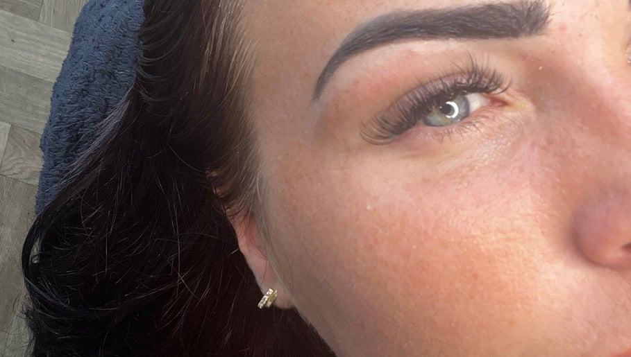 Close-up of styled eyelashes at HairbyIslaC, Carlisle, England, GB, showcasing expert beauty care.