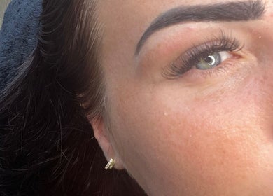 Close-up of styled eyelashes at HairbyIslaC, Carlisle, England, GB, showcasing expert beauty care.