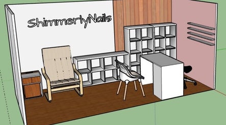 Interieurontwerp van ShimmerlyNails in Stadskanaal, Groningen, NL met stoelen en kasten.