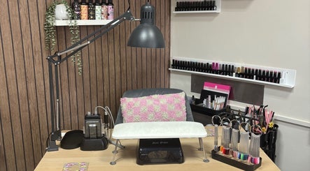 Elegant nail station at The Nail Hut - By Alison in Sheffield, England, GB, featuring a variety of nail polish.