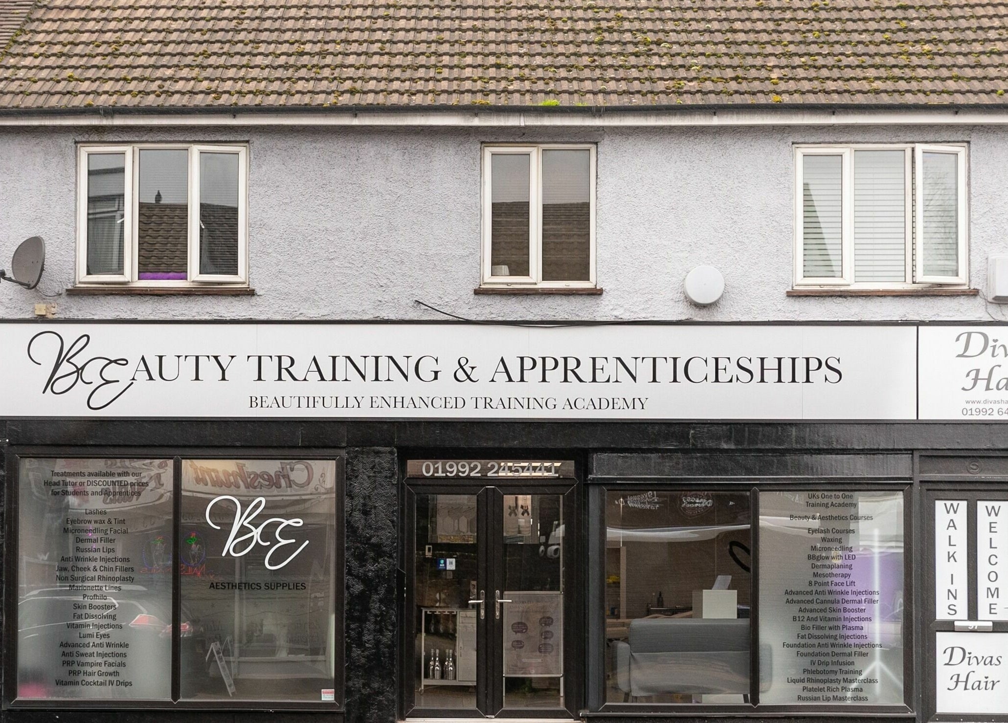 Front view of Divas Hair at Cheshunt, England, GB, offering beauty training and apprenticeships.