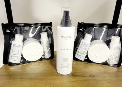 Sway Haircare products on display at BeyondLengthEssex, Dunmow, England, GB. Ideal for hair treatment needs.