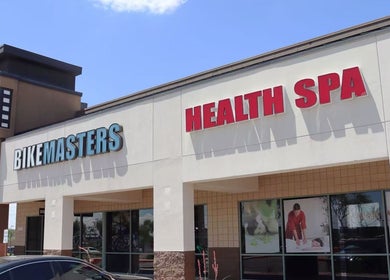 Entrance of Releaf Massage & Health Spa in Mesa, Arizona, US with Health Spa signage visible.
