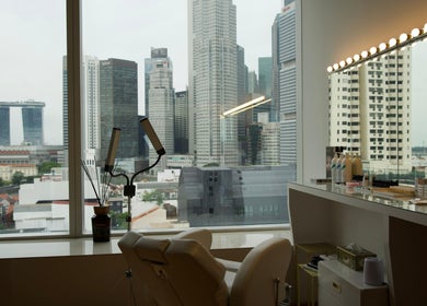 Luxurious beauty chair overlooking Singapore skyline at GERGERT BEAUTY PTE LTD, Singapore, Singapore, SG.