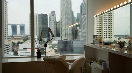 Luxurious beauty chair overlooking Singapore skyline at GERGERT BEAUTY PTE LTD, Singapore, Singapore, SG.