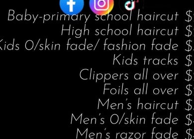 Price list for haircuts at The Vigilante Barber in Erakala, Queensland, AU including kids' and men's styles.