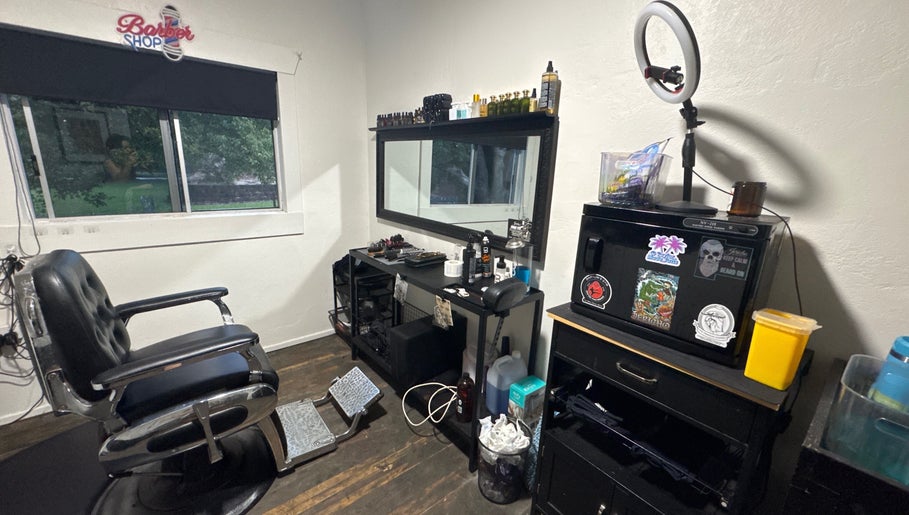 Stylish barber chair and setup at The Vigilante Barber, Erakala, Queensland, AU, offering top-notch grooming.