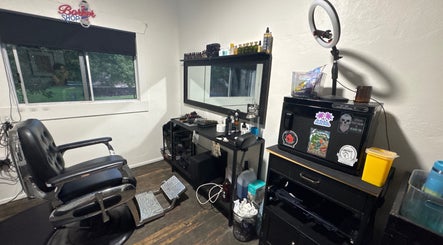 Stylish barber chair and setup at The Vigilante Barber, Erakala, Queensland, AU, offering top-notch grooming.
