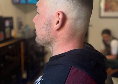 Close-up of a fresh haircut at The Vigilante Barber, Erakala, Queensland, AU. Modern style and clean finish.