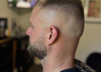 Close-up of a fresh fade haircut at The Vigilante Barber in Erakala, Queensland, AU.