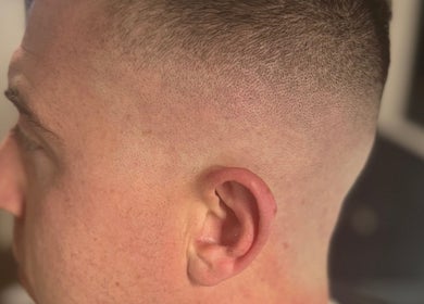 Close-up of a precision fade haircut at The Vigilante Barber, Erakala, Queensland, AU.