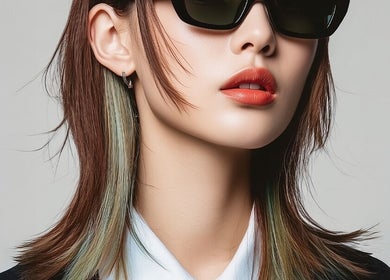 Trendy hairstyle with layered highlights at 이철헤어커커 명동2호점 LeeChul HairKerker Myeongdong 2nd Branch, Seoul, KR.