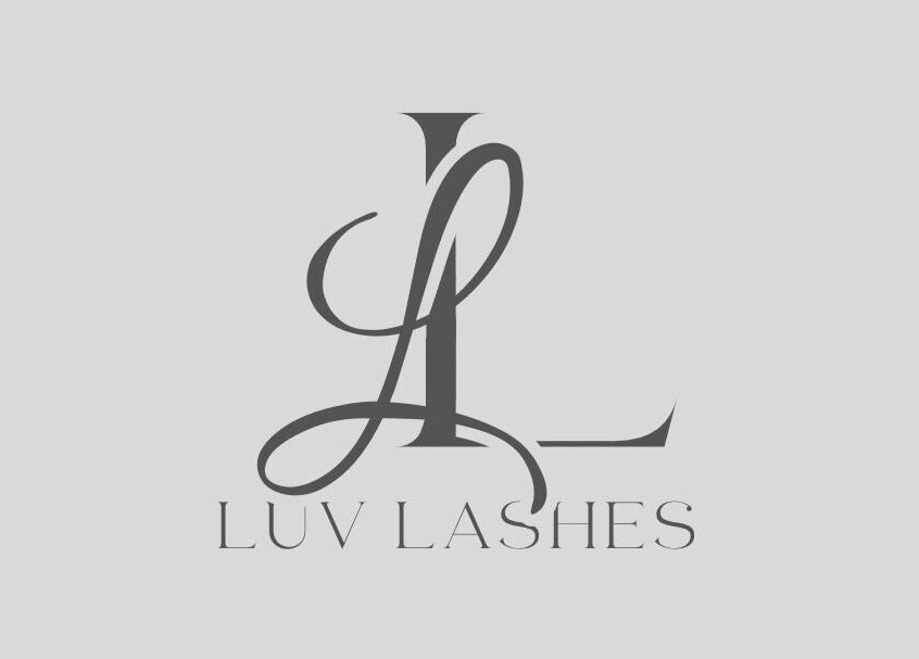 Stylish LuvLashes logo in Willemstad, Curaçao, CW representing luxury beauty services.