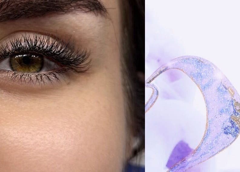 Close-up of styled lashes at MMDÉLUXE LASHES in Swindon, England, GB showcasing premium lash craftsmanship.