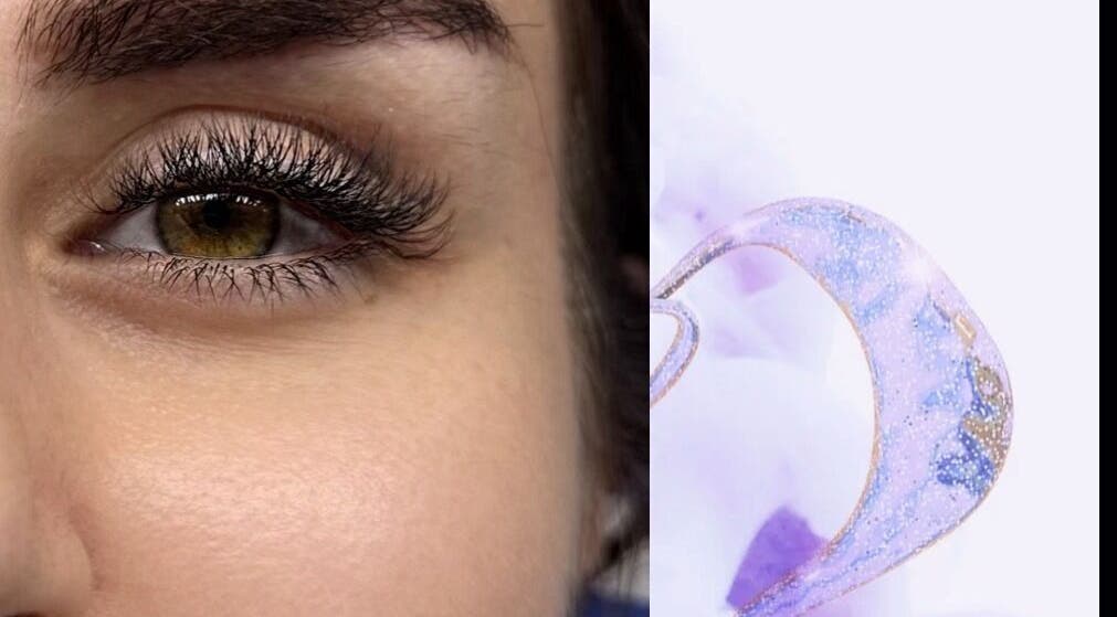 Close-up of styled lashes at MMDÉLUXE LASHES in Swindon, England, GB showcasing premium lash craftsmanship.