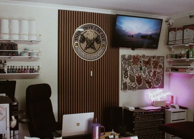Indecisive Create interior with tattoo designs, shelves, and decor, Auckland, Auckland, NZ.