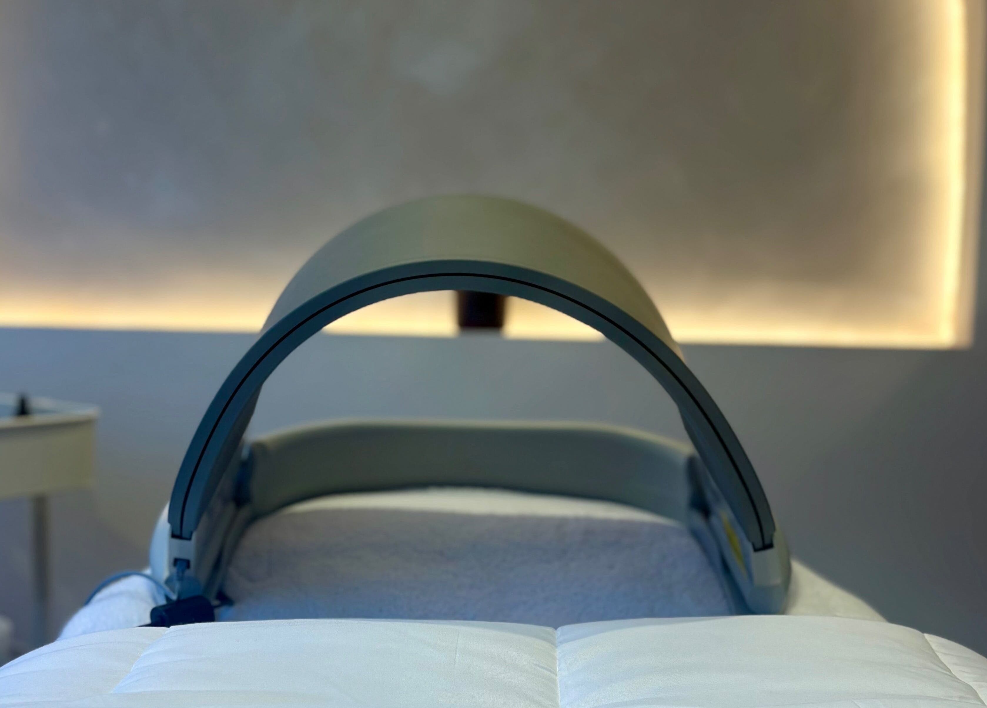 LED therapy bed at BareFacial, Thatcham, England, GB offers a serene wellness experience.