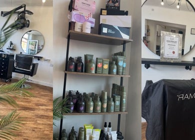 Gracefulglam salon station with products and styling chair in Pinchbeck, England, GB.