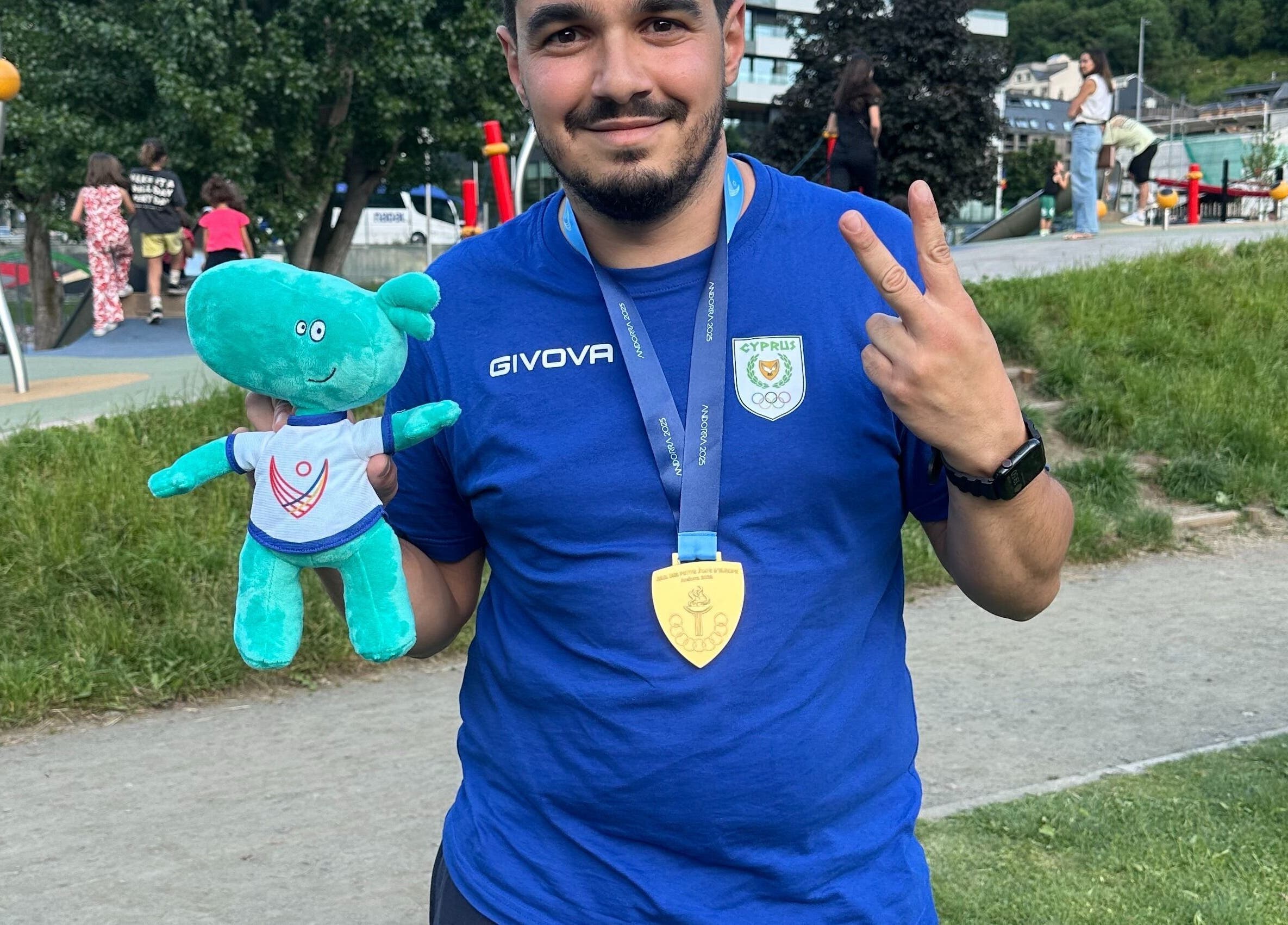Man with medal at park near AC Physiotherapy, Lemesos, Lemesos, CY