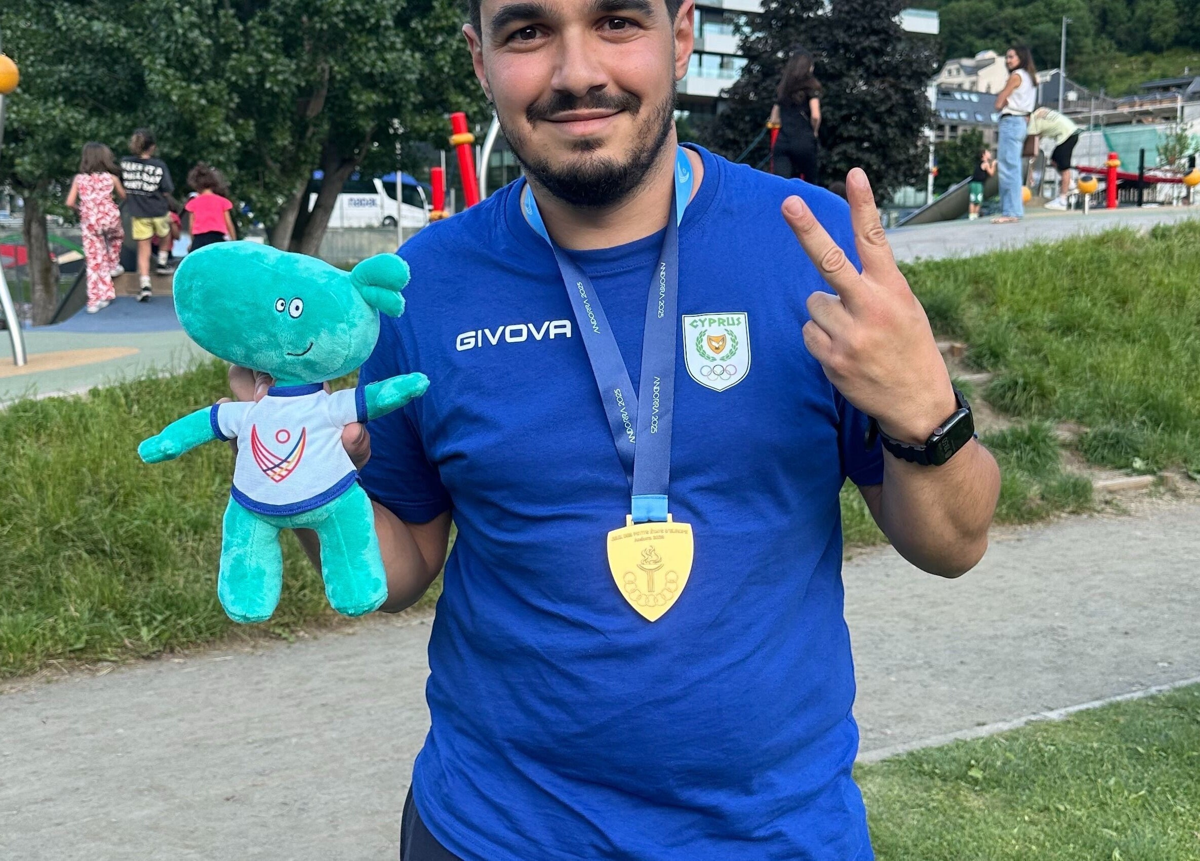 Man with medal at park near AC Physiotherapy, Lemesos, Lemesos, CY